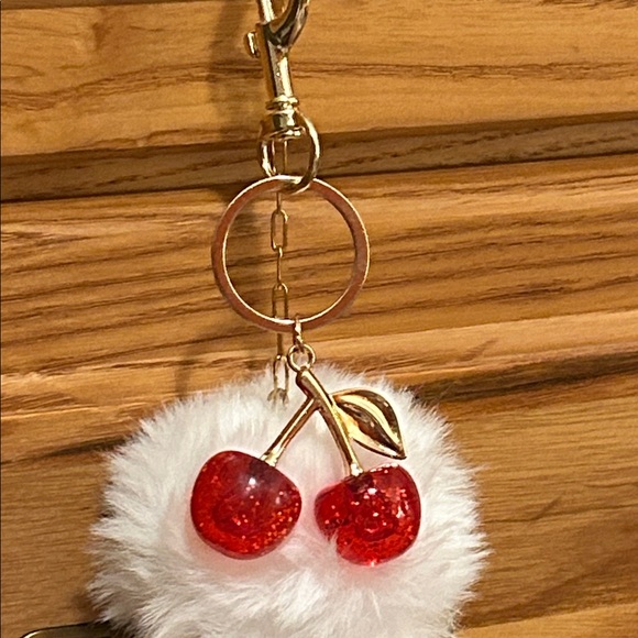 Accessories - Cute Red Cherry Pom Keychain Bag Charm